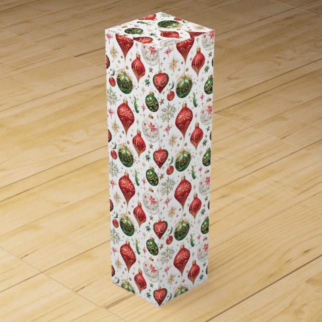 "Elegant Seamless Christmas Ornament Pattern  Wine Box (Front)