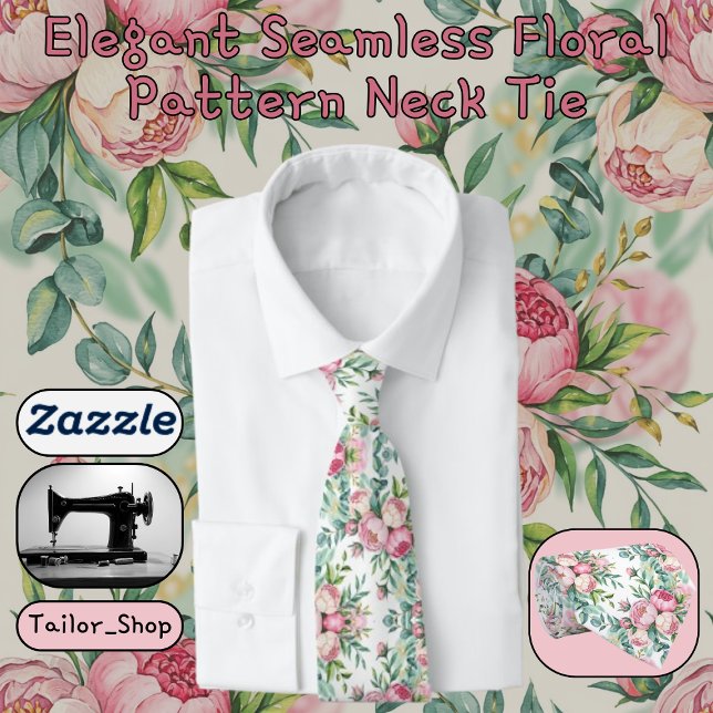 Elegant Seamless Floral Pattern  Neck Tie (Creator Uploaded)