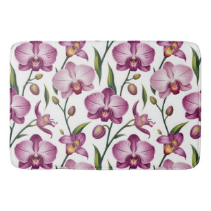 Elegant Seamless Pattern of Purple and Pink Orchid Bath Mat