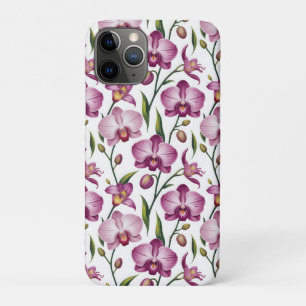 Elegant Seamless Pattern of Purple and Pink Orchid iPhone 11 Pro Case
