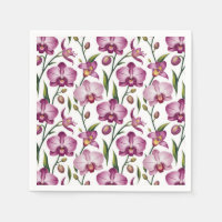 Elegant Seamless Pattern of Purple and Pink Orchid