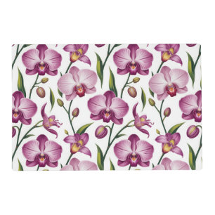 Elegant Seamless Pattern of Purple and Pink Orchid Placemat