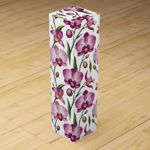 Elegant Seamless Pattern of Purple and Pink Orchid Wine Box