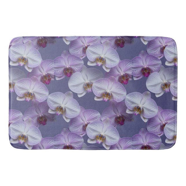 Elegant Seamless Pattern of Purple Veined Orchids  Bath Mat (Front)
