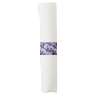 Elegant Seamless Pattern of Purple Veined Orchids Napkin Bands