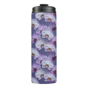 Elegant Seamless Pattern of Purple Veined Orchids Thermal Tumbler