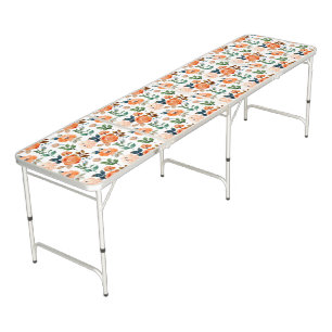Elegant Seamless Pattern of Watercolor Flowers Beer Pong Table