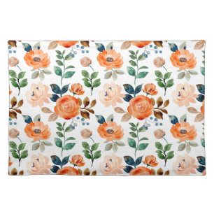 Elegant Seamless Pattern of Watercolor Flowers Cloth Placemat