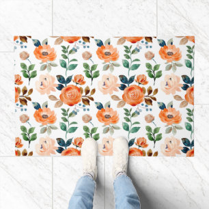 Elegant Seamless Pattern of Watercolor Flowers Doormat