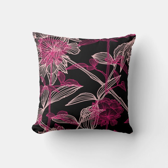 elegant seamless pattern with decorative pink rose throw pillow (Front)