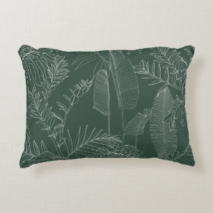 Elegant seamless pattern with green hand drawn lin accent pillow