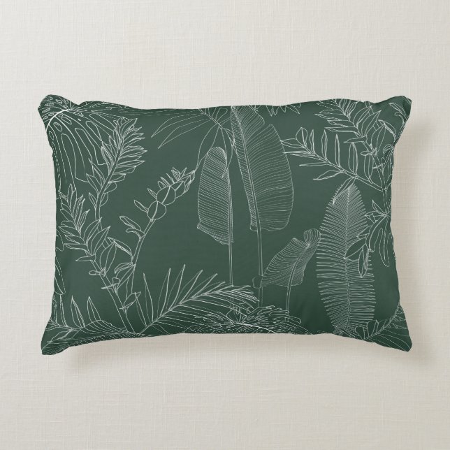 Elegant seamless pattern with green hand drawn lin accent pillow (Front)