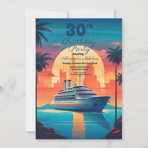 Elegant Seascape Beach Cruise Birthday Party Invitation
