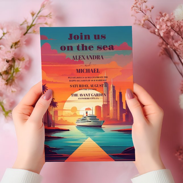 Elegant Seascape Beach Cruise Wedding Invitation (Creator Uploaded)
