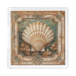 Elegant Seashell Art Nouveau Decorative Acrylic Tray