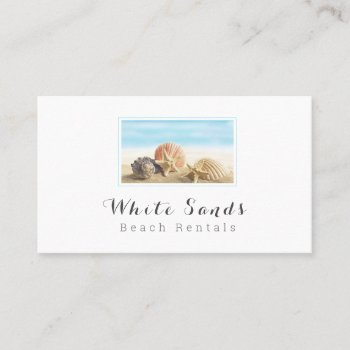 Elegant Seashell Beach Cottage Rental Service Business Card by tyraobryant at Zazzle