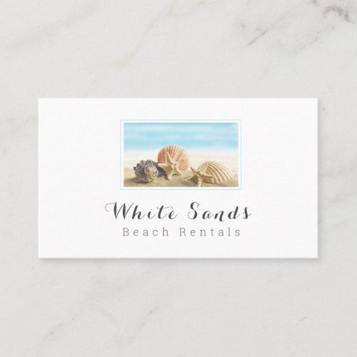 Elegant Seashell Beach Cottage Rental Service Business Card