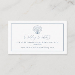 Elegant Seashell Beach Dusty Blue Wedding Website Enclosure Card