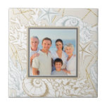 Elegant Seashell Beach Marine Personalized Photo Ceramic Tile<br><div class="desc">This elegant design features your favorite photo surrounded by a frame of seashells and coral</div>