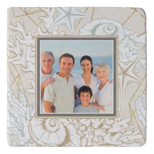 Elegant Seashell Beach Marine Personalized Photo Trivet