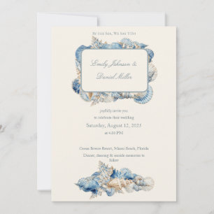 Elegant Seashell Border Wedding Invitation