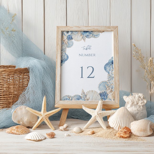 Elegant Seashell Border Wedding Table Number (Creator Uploaded)