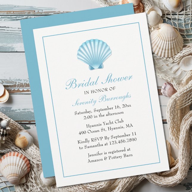Elegant Seashell Bridal Shower Nautical Beach Invitation (Creator Uploaded)