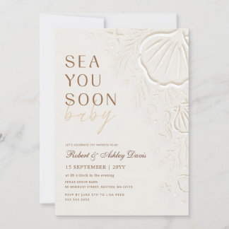 Elegant Seashell Coastal Sea You Soon Baby Shower Invitation