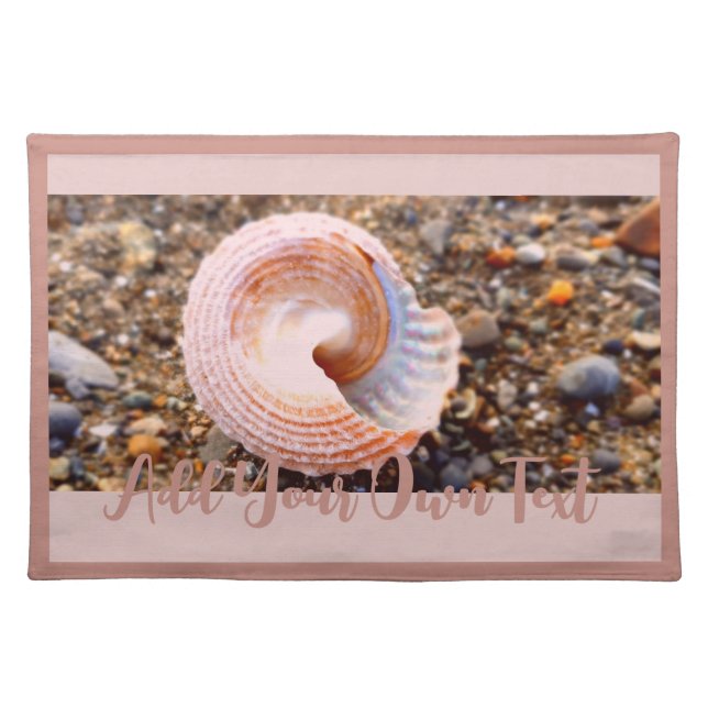 Elegant Seashell in Pink on Stony Beach  Cloth Placemat (Front)
