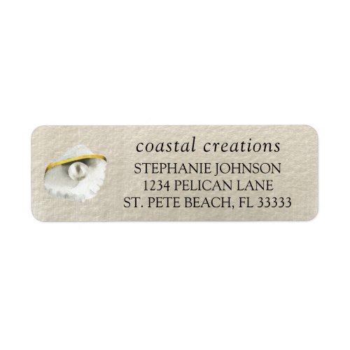 Elegant Seashell Iridescent Pearl Return Address Label