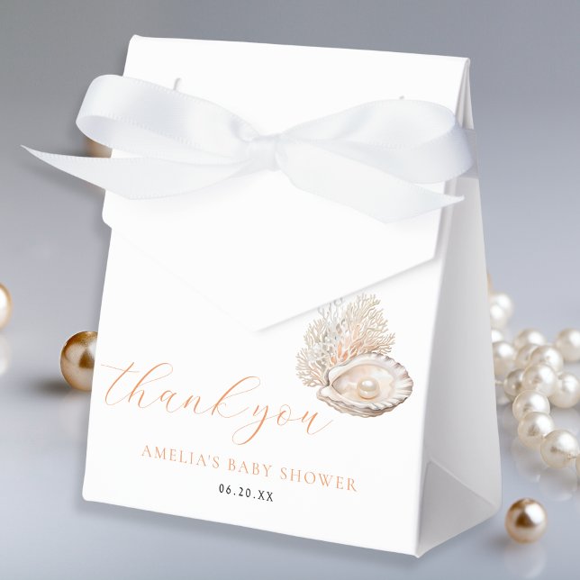 Elegant Seashell Pearl Baby Shower Favor Box (Creator Uploaded)