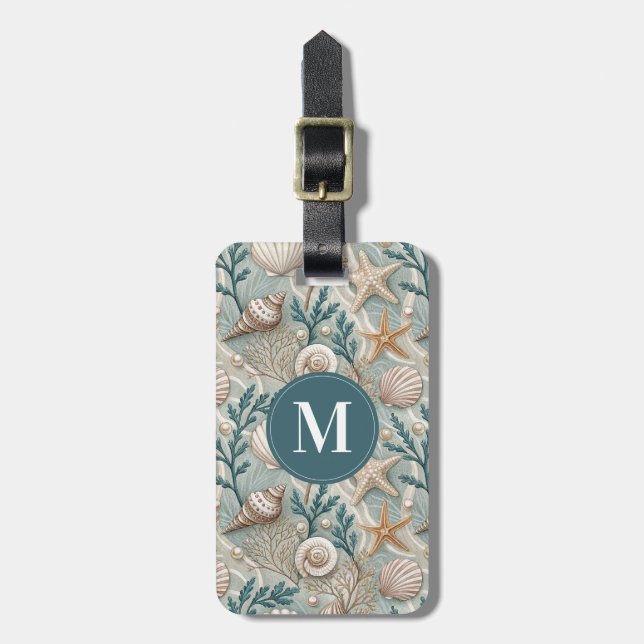 Elegant Seashells Background Luggage Tag (Front Vertical)