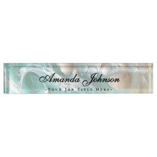 Elegant Seashells Beach Script Desk Name Plate