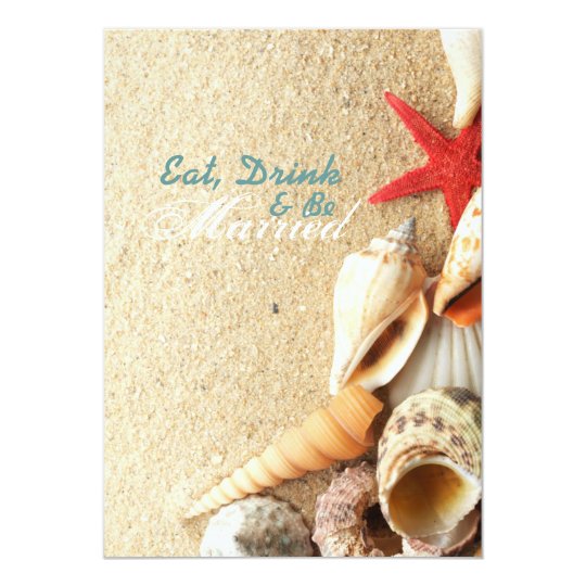 Elegant Seashells Beach Wedding Rehearsal Dinner Invitation