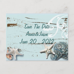 Elegant Seashells Beach Wedding save the date Announcement Postcard