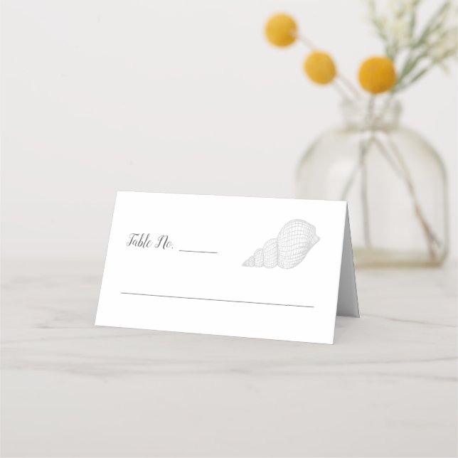 Elegant Seashells Nautical Wedding Place Card (Front)
