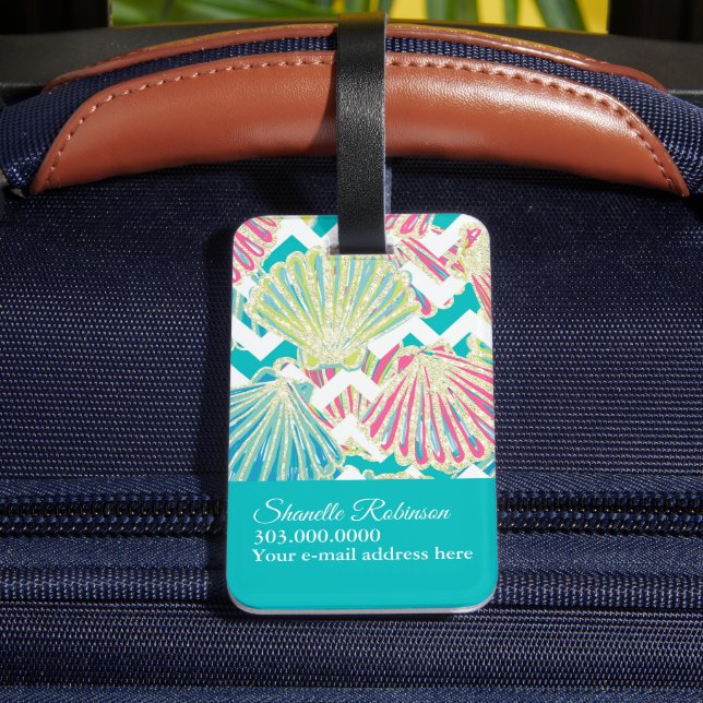 Elegant Seashells Pattern Luggage Tag (Back Insitu 4)
