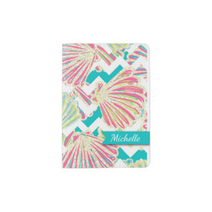 Elegant Seashells Pattern Passport Holder