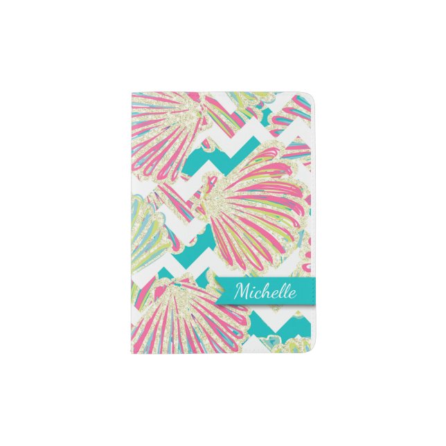 Elegant Seashells Pattern Passport Holder (Front)
