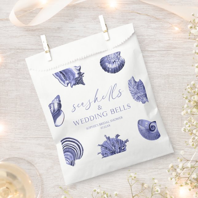 Elegant Seashells & Wedding Bells Bridal Shower  Favor Bag (Clipped)