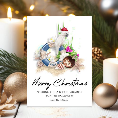 Elegant Seaside Beach Christmas Holiday Card