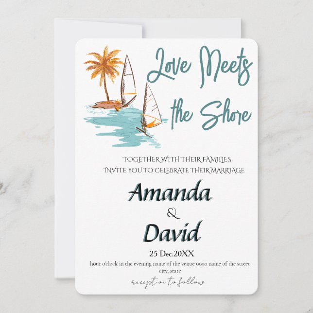 Elegant Seaside Beach Wedding Invitation (Front)
