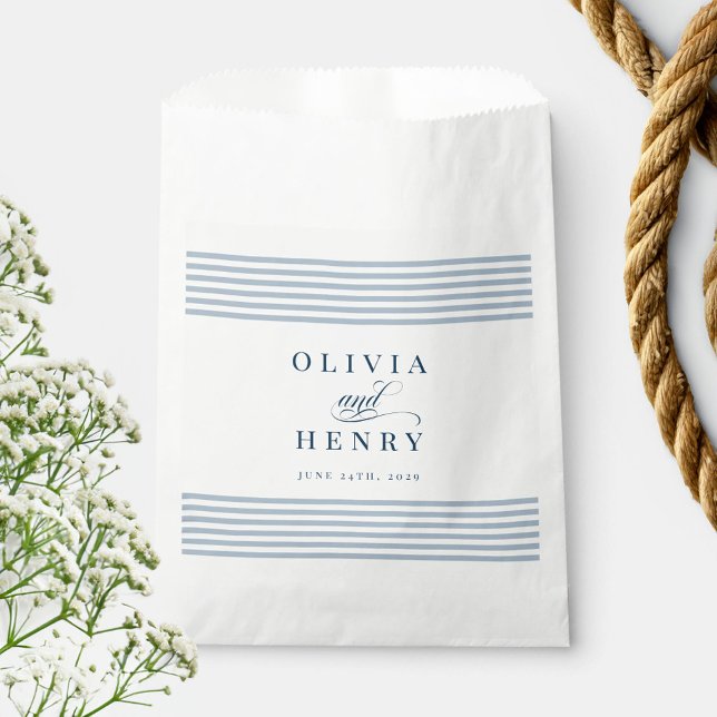 Elegant Seaside Coastal Blue Stripe Wedding Favor Bag (Creator Uploaded)