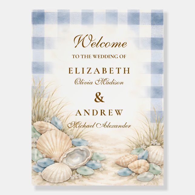 Elegant Seaside Shell Wedding Foam Board (Front)