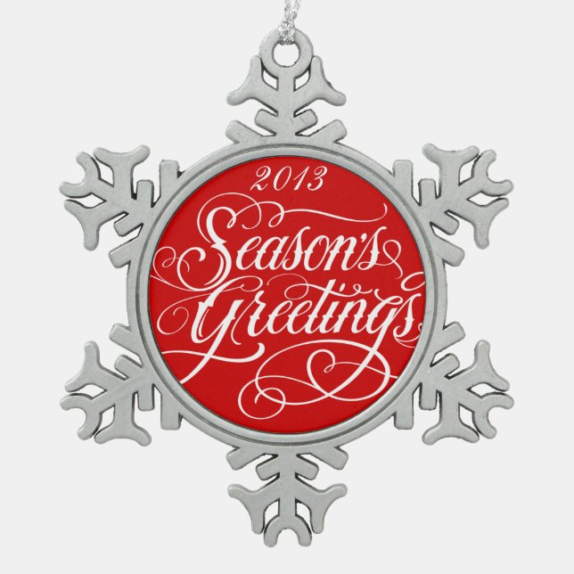 Elegant Season Greetings Red Christmas Ornament (Front)