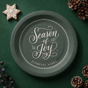 Elegant Season of Joy Corporate Holiday Paper Plates