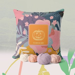 Elegant Seasonal Floral Pumpkin Pillow