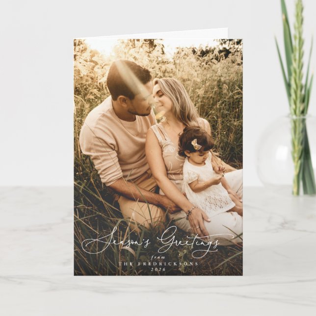 Elegant Season's Greetings Christmas Photo Card (Front)