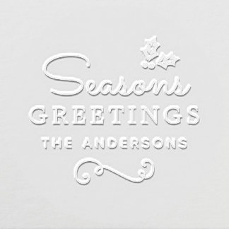 Elegant Seasons Greetings Family Name Embosser