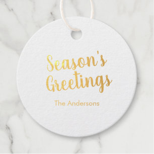 Elegant Season's Greetings Script Foil Favor Tags